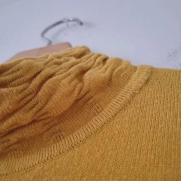 Tribal Mustard Yellow Mock Neck Knit Sweater Large - Picture 5 of 6